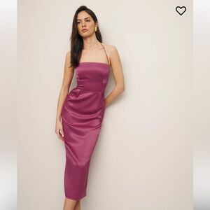 Reformation Lai Satin Dress - Strawberry